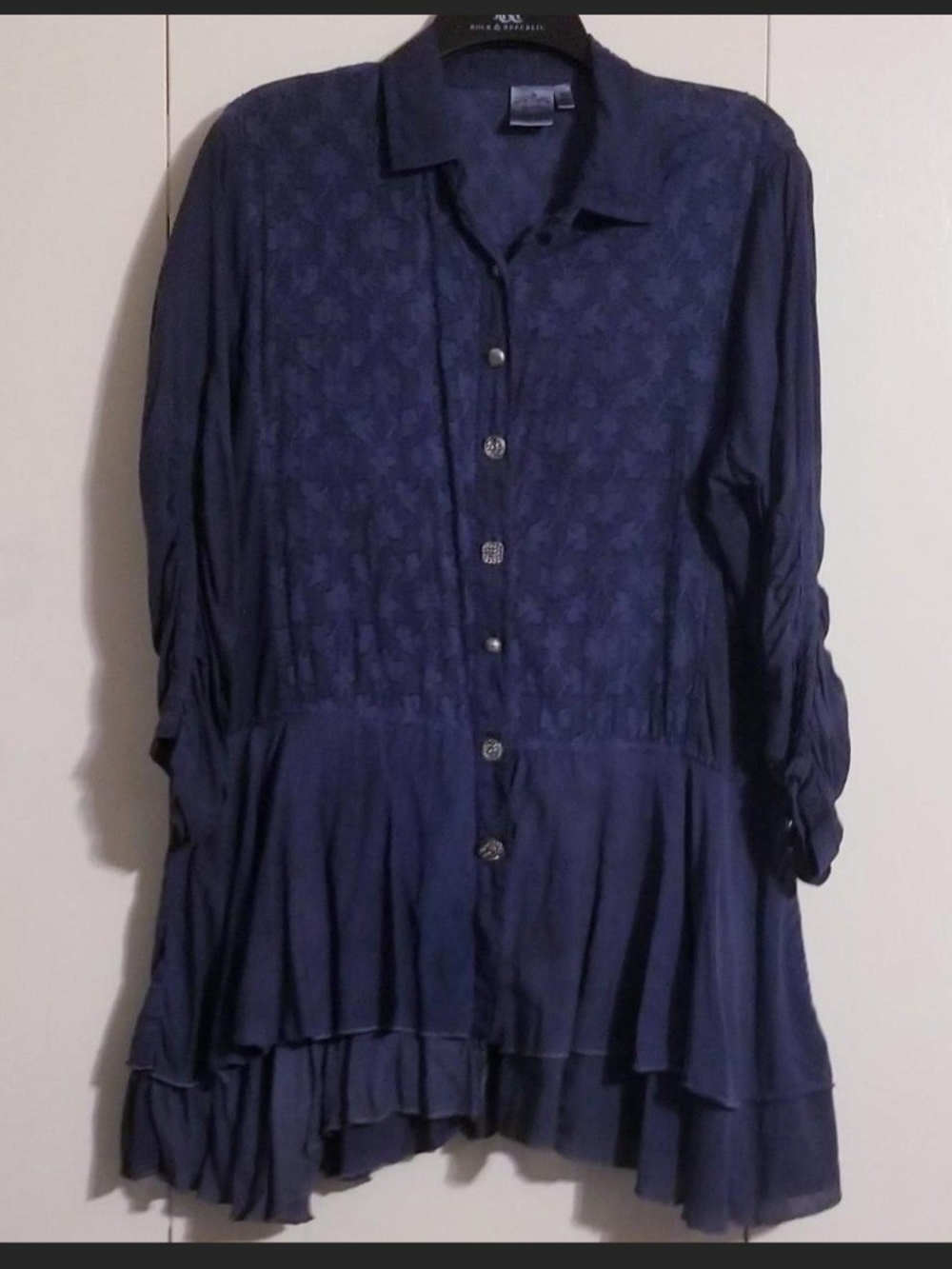 Parsley & Sage Boho Floral Ruffle Tunic Shirt XL